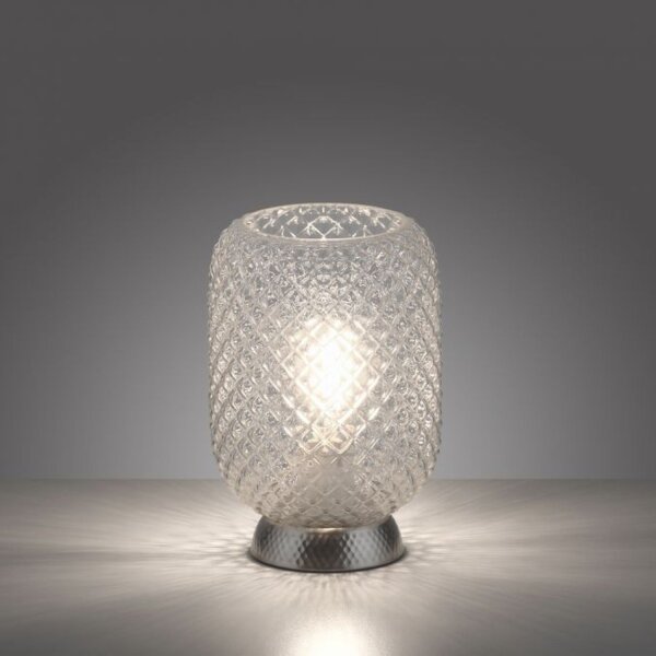 Tischlampe in Stahl Glasschirm Metall 22,5 cm E27