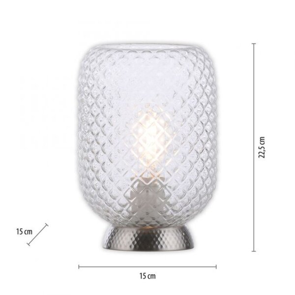 Tischlampe in Stahl Glasschirm Metall 22,5 cm E27