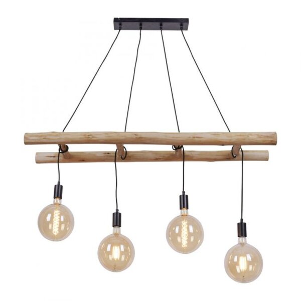 Hängelampe Skandinavisch Holz 110 cm lang E27 natürlich