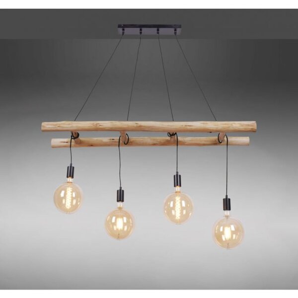 Hängelampe Skandinavisch Holz 110 cm lang E27 natürlich
