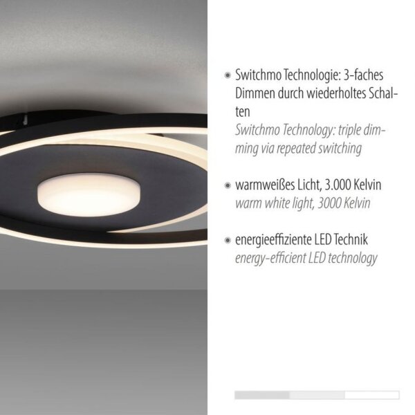 Stilvolle LED Deckenlampe Metall Schwarz 26 W 3000 K