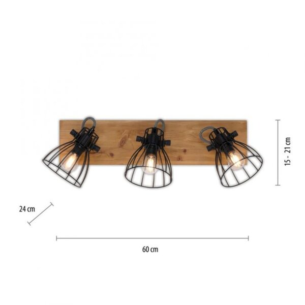 Deckenspot Holz Metall Draht 60 cm lang E14 verstellbar