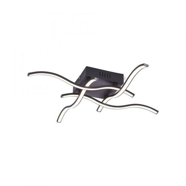 LED Deckenleuchte Wellen Metall Schwarz B:55 cm 3000 K