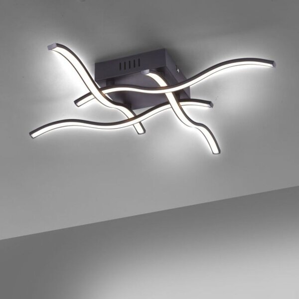 LED Deckenleuchte Wellen Metall Schwarz B:55 cm 3000 K