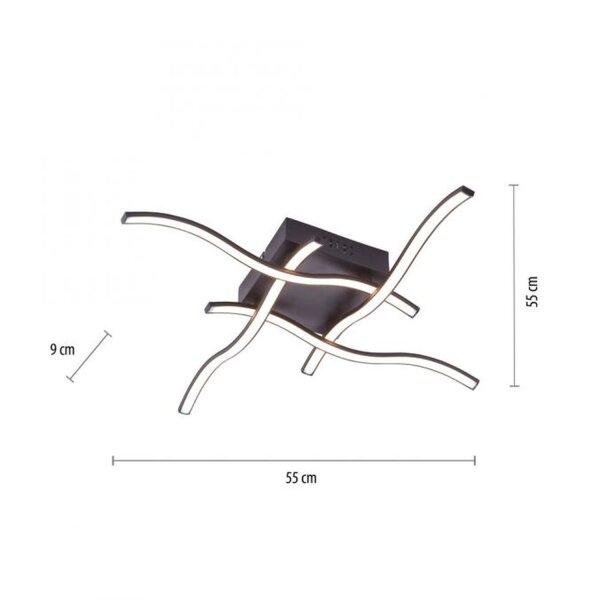 LED Deckenleuchte Wellen Metall Schwarz B:55 cm 3000 K