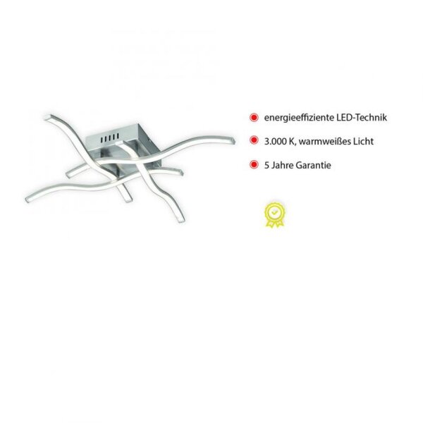LED Deckenleuchte Wellen Metall in Stahl B:55 cm 3000 K