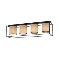 Deckenlampe Stoff Metall Beige Schwarz E27 4-flammig
