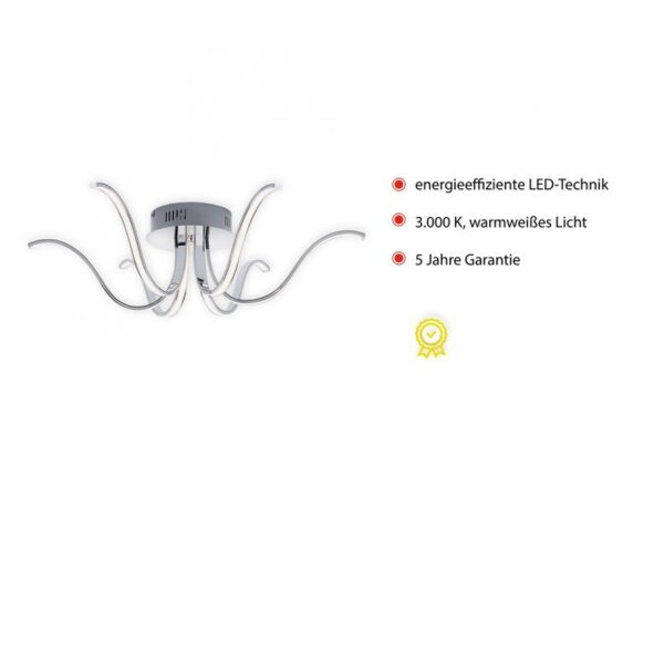 LED Deckenleuchte Metall in Chrom 3000 K 4 W L:67 cm