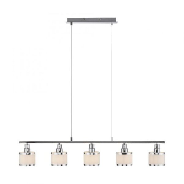 Pendelleuchte Modern 90 cm lang 5x E14 Chrom Weiß