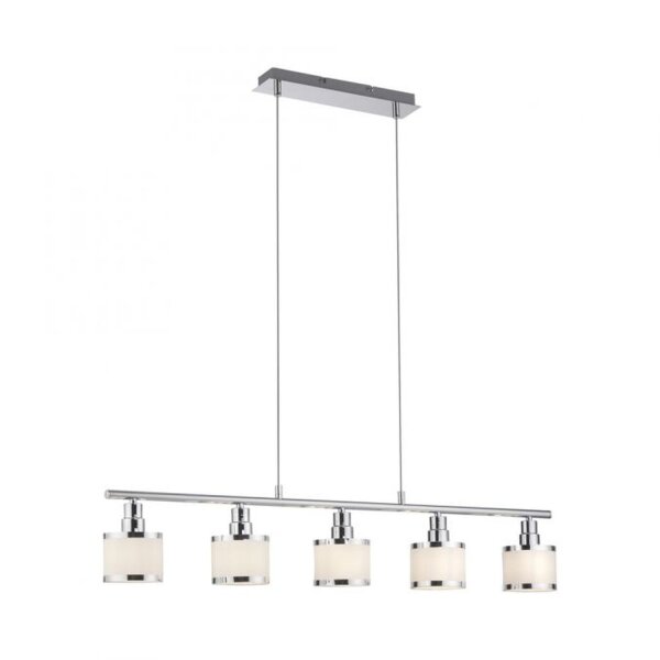 Pendelleuchte Modern 90 cm lang 5x E14 Chrom Weiß