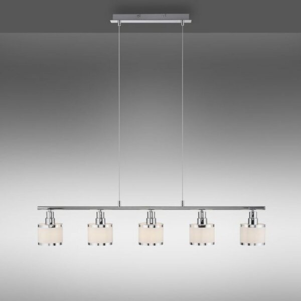 Pendelleuchte Modern 90 cm lang 5x E14 Chrom Weiß