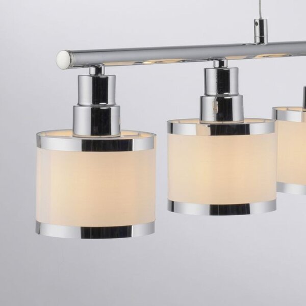 Pendelleuchte Modern 90 cm lang 5x E14 Chrom Weiß