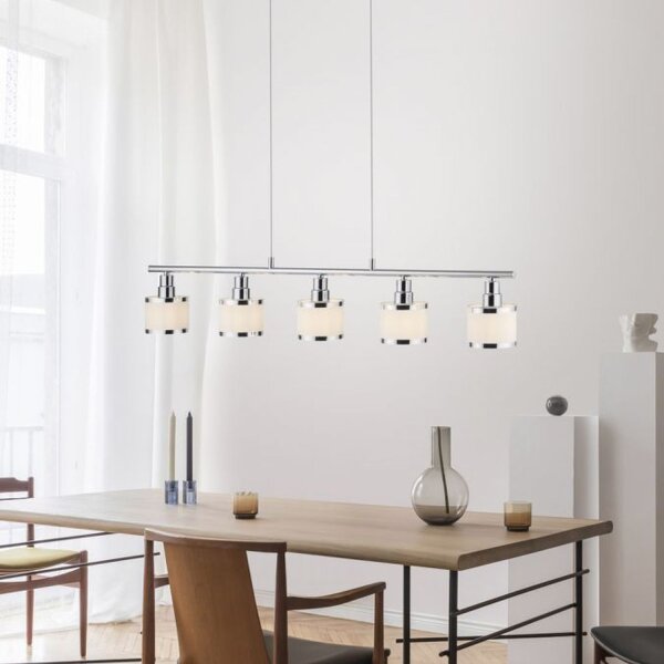 Pendelleuchte Modern 90 cm lang 5x E14 Chrom Weiß