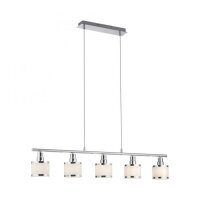 Pendelleuchte Modern 90 cm lang 5x E14 Chrom Weiß