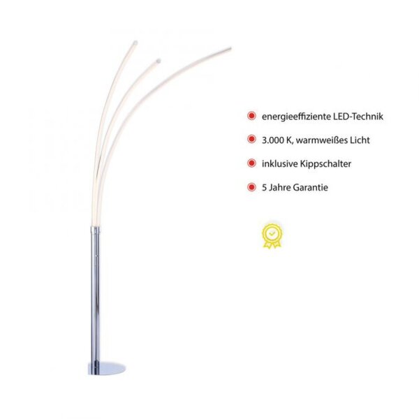 LED Bogenleuchte in Chrom Metall 6 W 733 lm 215 cm XXL