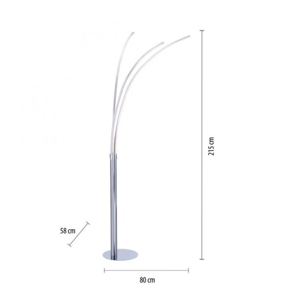 LED Bogenleuchte in Chrom Metall 6 W 733 lm 215 cm XXL
