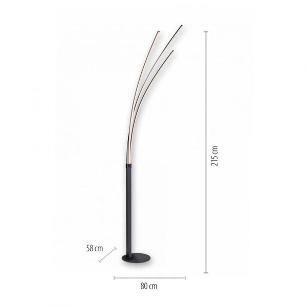 LED Bogenleuchte Schwarz Metall 6 W 733 lm 215 cm XXL