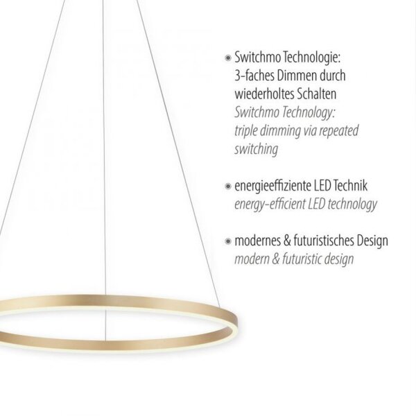 Dimmbare LED Pendelleuchte Ø58,5 cm 3000 K in Messing