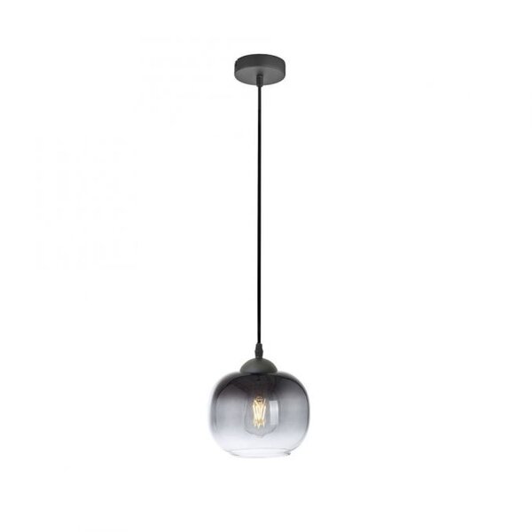 Hängelampe Glasschirm Rauchgrau Schwarz E27 Ø19 cm rund