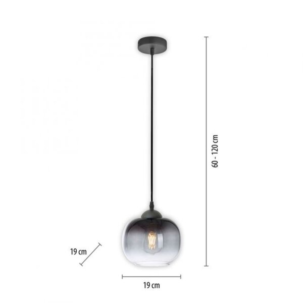 Hängelampe Glasschirm Rauchgrau Schwarz E27 Ø19 cm rund