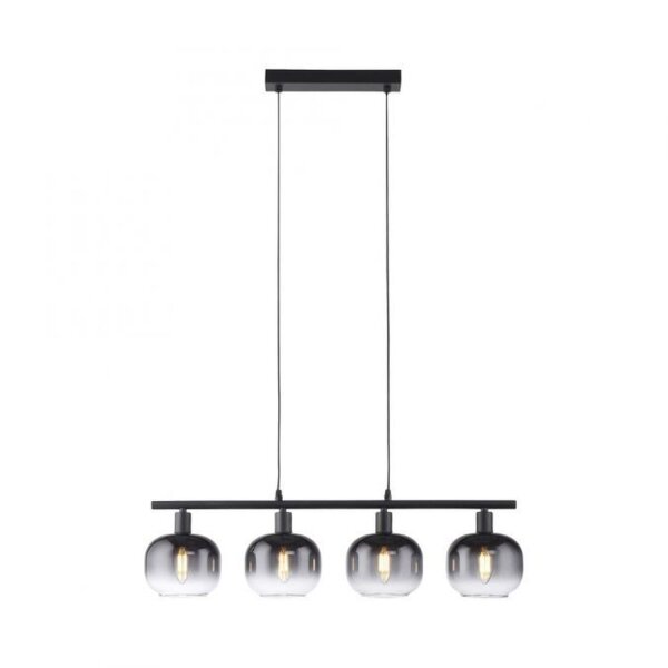 Pendelleuchte Glas Metall Rauchgrau Schwarz E14 L:68 cm