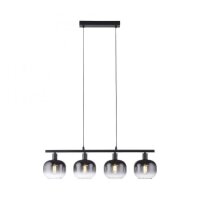 Pendelleuchte Glas Metall Rauchgrau Schwarz E14 L:68 cm