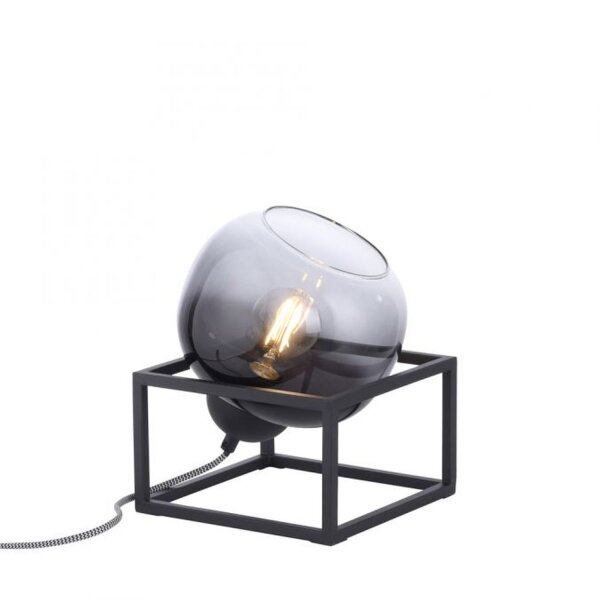 Tischlampe Glasschirm Rauchgrau Schwarz E27 23 cm klein