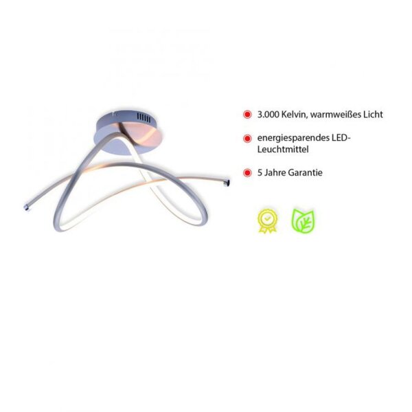Geschwungene LED Deckenlampe in Stahl 3000 K warmweiß