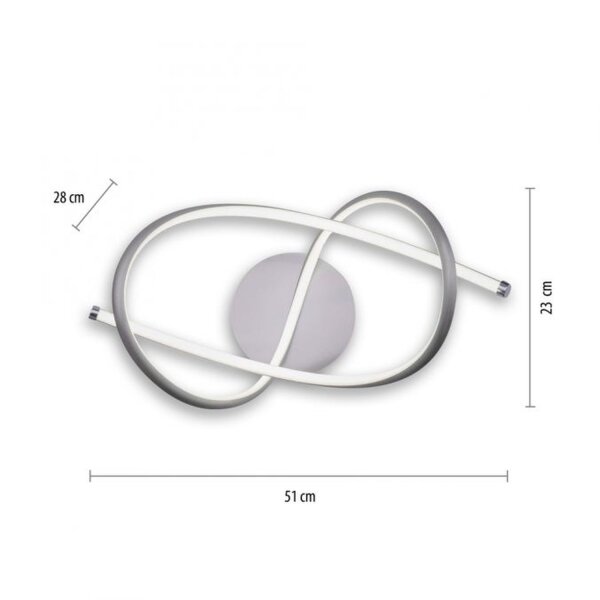Geschwungene LED Deckenlampe in Stahl 3000 K warmweiß