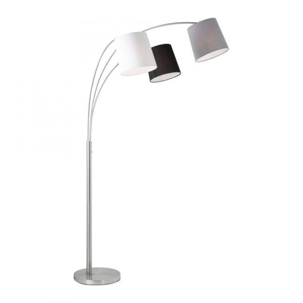 Gemütliche Bogenleuchte Metall Stoff E27 190 cm 3-flmg