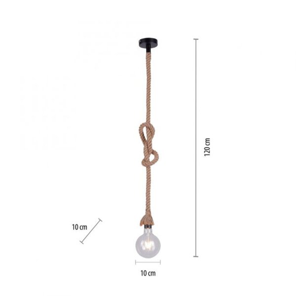 Vintage Pendelleuchte E27 bis 15 W Ø10 cm rund Tau Seil