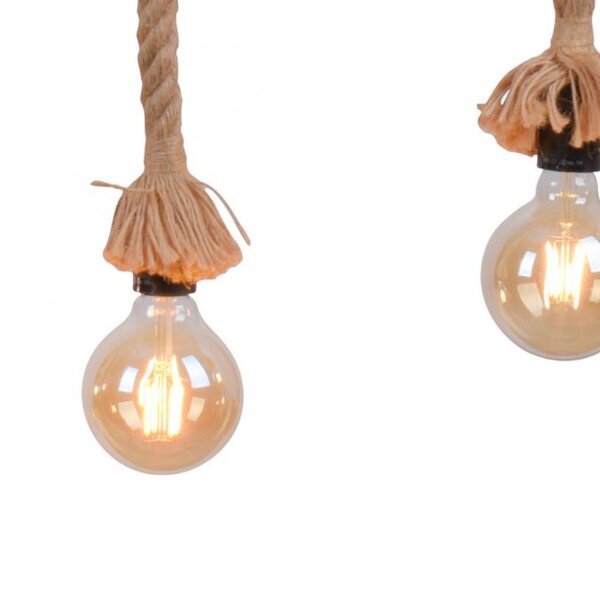 Vintage Pendelleuchte Holzbalken Tau Seil E27 100 cm