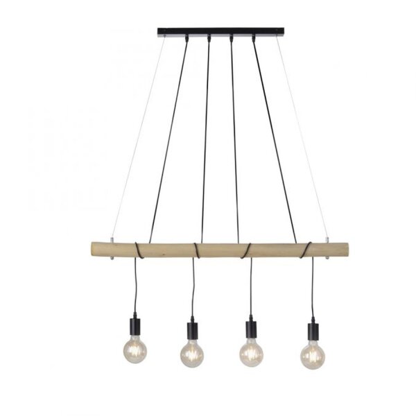 Lange Pendelleuchte Holzbalken 100 cm inkl E27 2700 K