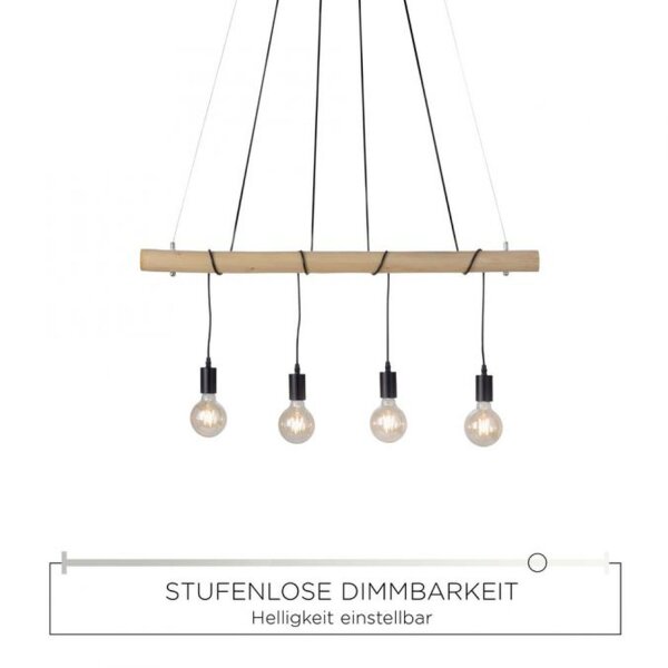 Lange Pendelleuchte Holzbalken 100 cm inkl E27 2700 K