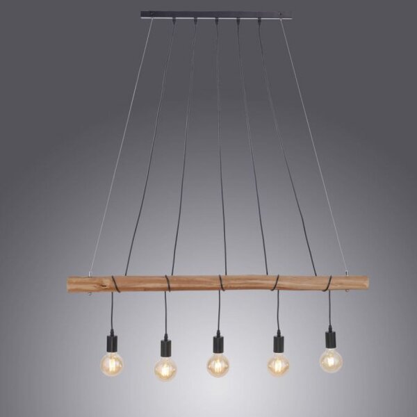 Längliche Pendelleuchte Holz 110 cm E27 Skandinavisch