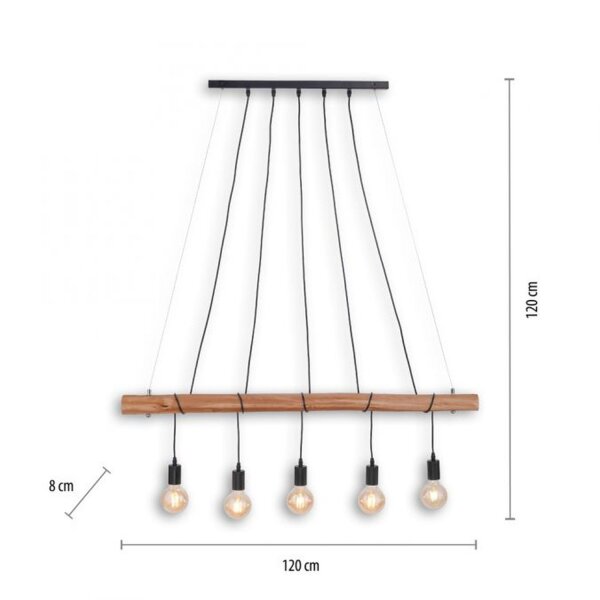 Längliche Pendelleuchte Holz 110 cm E27 Skandinavisch