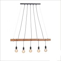 Längliche Pendelleuchte Holz 110 cm E27 Skandinavisch