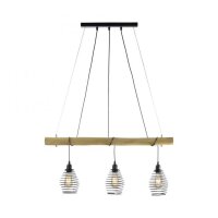 Wohnliche Pendelleuchte E27 90 cm Schwarz Natur Vintage