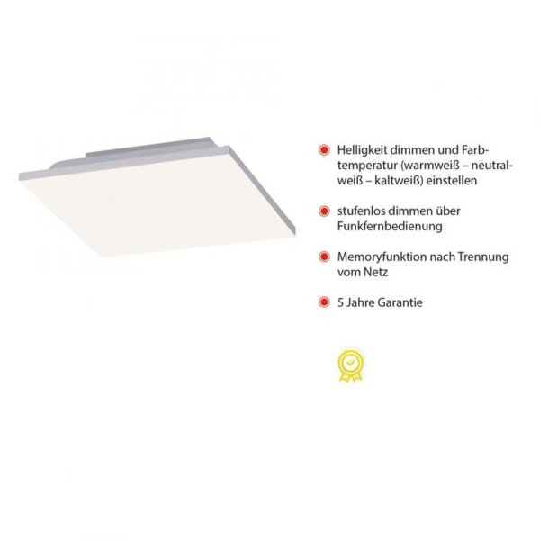 LED Deckenleuchte Weiß Dimmer 20 W Fernbedienung