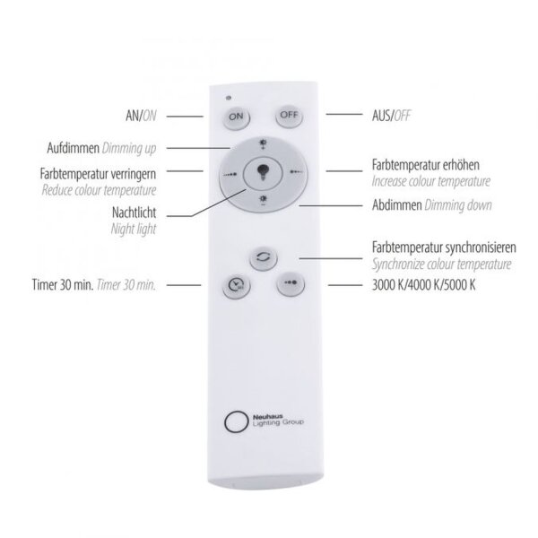 LED Deckenleuchte Weiß Dimmer 20 W Fernbedienung