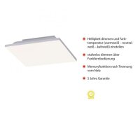 LED Deckenleuchte Weiß Dimmer 20 W Fernbedienung