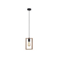Natürliche Pendelleuchte Holz Metall L:15 cm E27 Retro