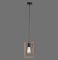 Natürliche Pendelleuchte Holz Metall L:15 cm E27 Retro