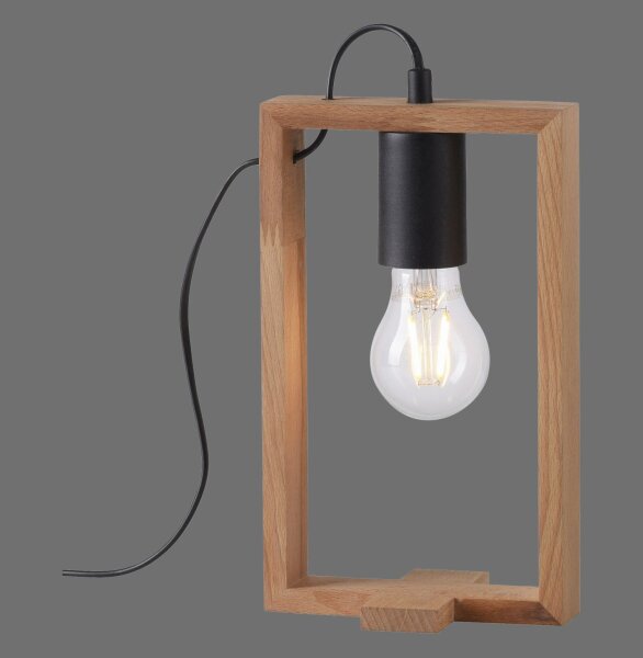 Natürliche Tischleuchte Holz Metall 28,5 cm E27 Retro