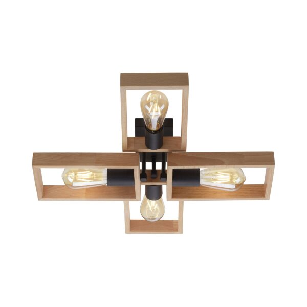 Natürliche Deckenlampe Retro Holz Metall L:62 cm E27