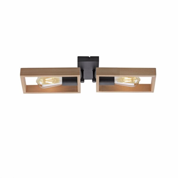 Natürliche Deckenlampe Retro Holz Metall L:57 cm E27