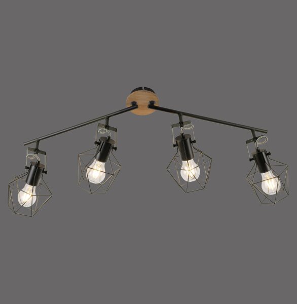 Beweglicher Deckenspot Holz Metall 110 cm E27 Vintage