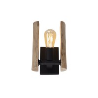 Wohnliche Wandlampe Vintage Holz Metall E27 H:25 cm