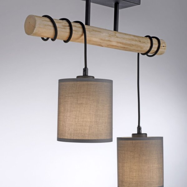 Blendarme Deckenleuchte Holzbalken Stoff 47,5 cm lang
