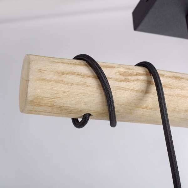 Blendarme Deckenleuchte Holzbalken Stoff 47,5 cm lang